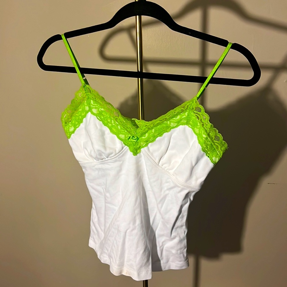 Shut Eye white lime lace tank top